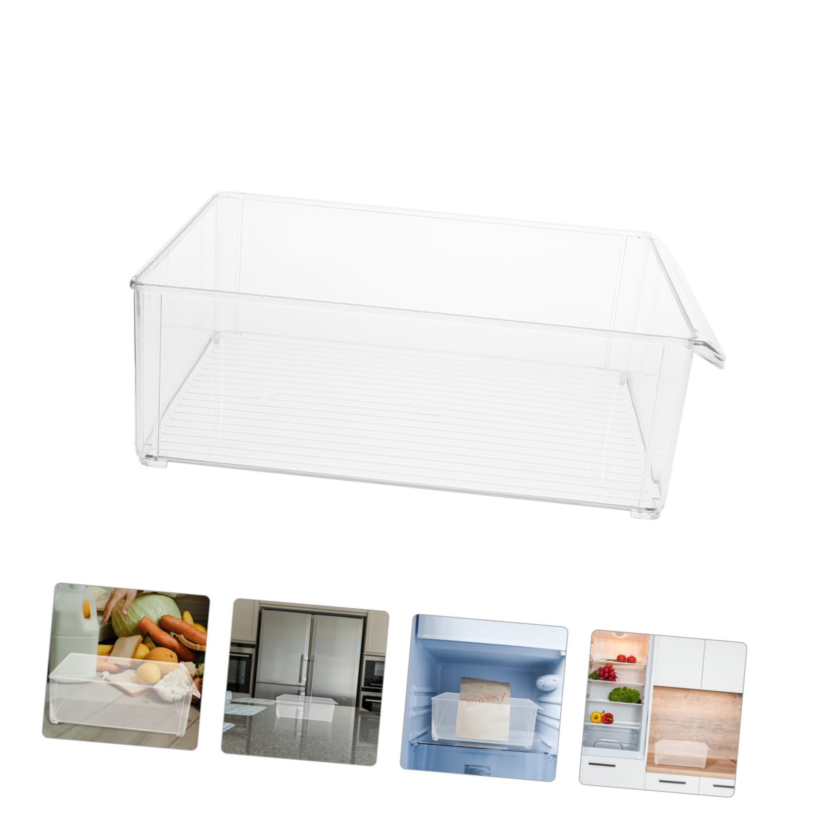 COLLBATH Caja Organizador Para Refrigerador Apilable Contenedor De Alimentos Tapa Material Seguro Diseño Transparente Adecuado Para Frutas y Verduras Uso Cocina 1 Unidad