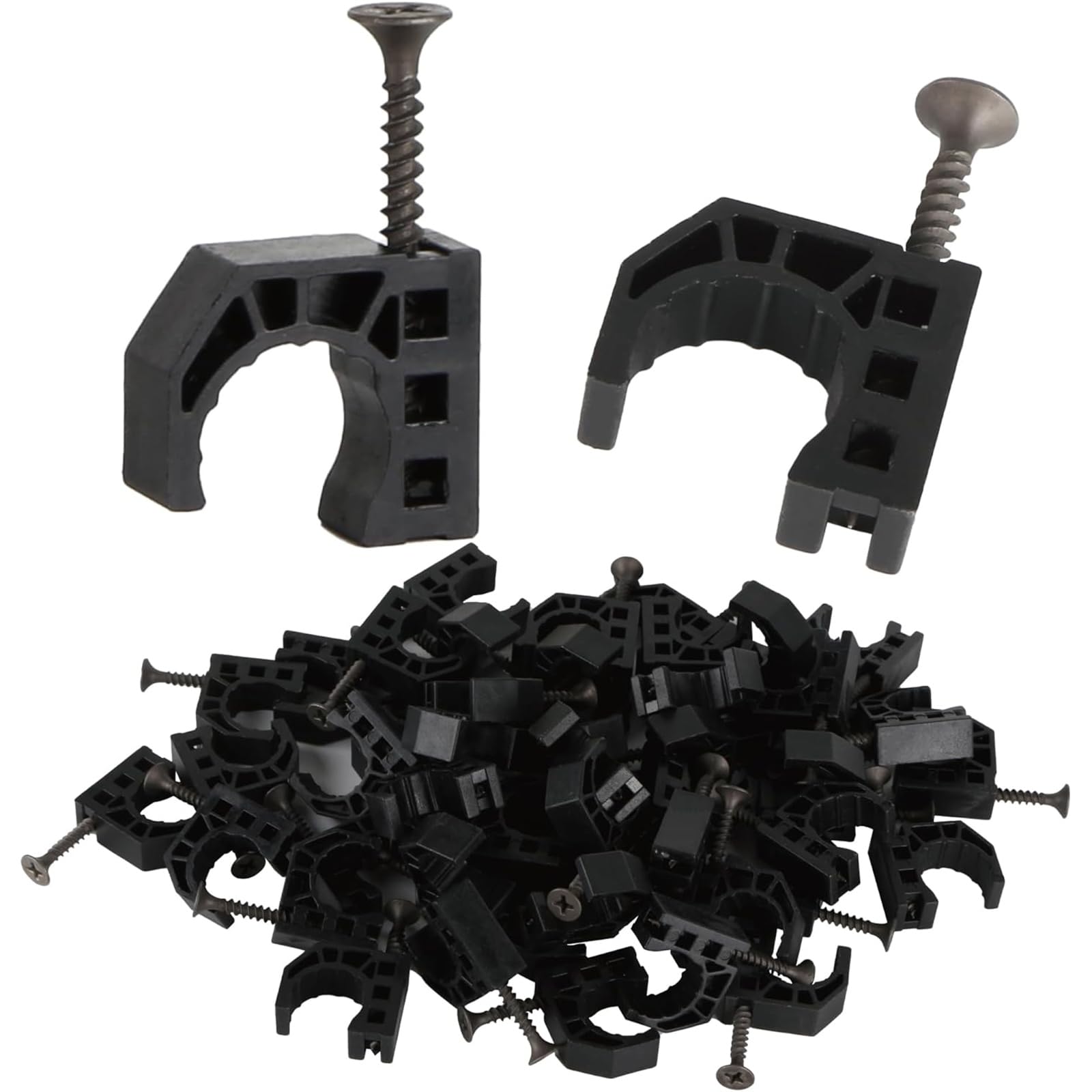 50Pcs 1 / 2inch J Hook Pipe Clamp with Nails Hose Pipes Tube Clamps Tubing Fastener for Tubing Pipe Enduring J Hook Clamp with Nails for