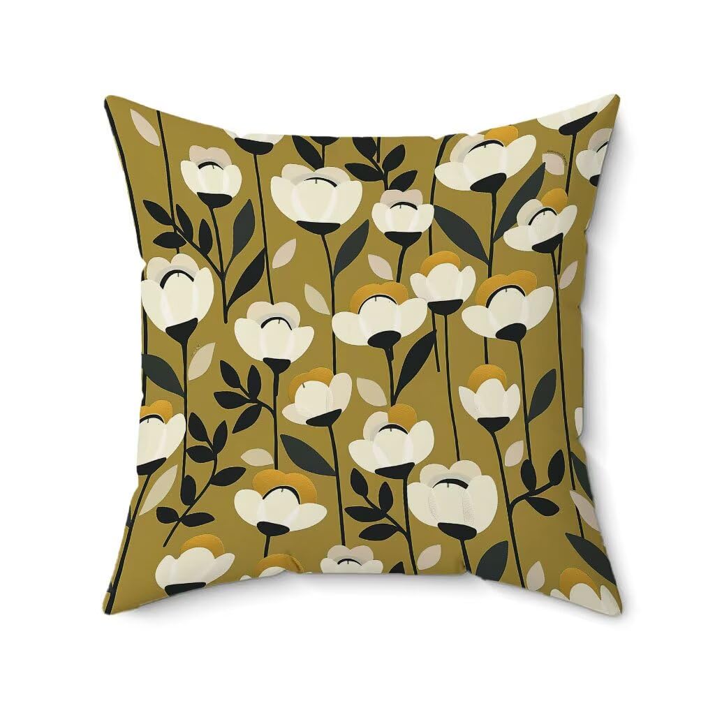 Poduszka outdoorowa 60 x 60 cm, zestaw 4 sztuk, żółte, Primavera, wodoodporna, len, na sofę, HD, dwustronny nadruk, poduszka dekoracyjna do użytku na zewnątrz, do ogrodu, na taras, krzesło, balkon