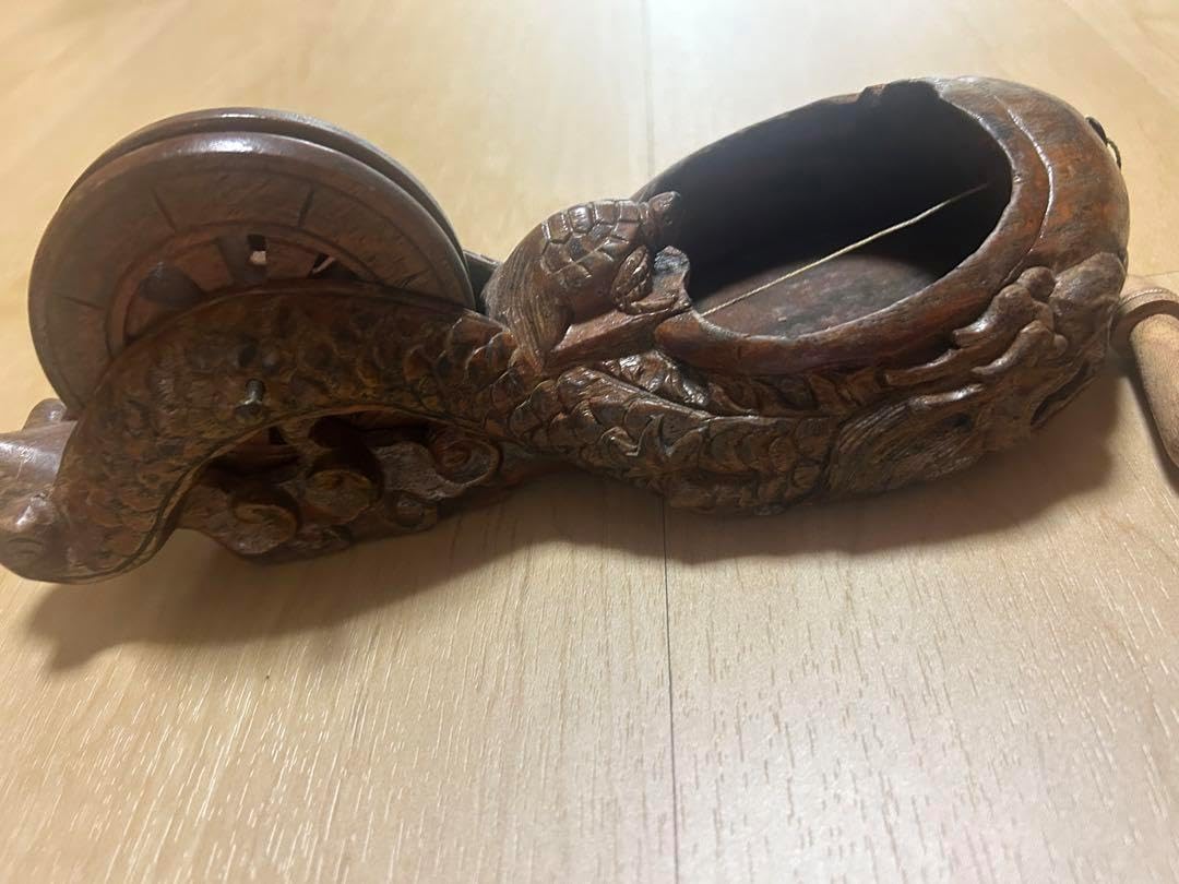 木彫り 墨壺 精巧な木製木彫り彫刻鶴亀 龍寿鯛墨つぼすみつぼ 墨壺 龍 木彫り 墨壺 精巧な木製木彫り彫刻鶴亀 龍寿鯛