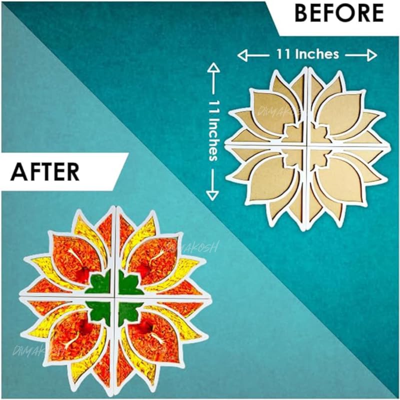 Image of Divyakosh Rangoli Making Stencils Mat, Rangoli Size - 11 Inch| Diwali Decoration Items for Home Dcor| Rangoli Stencils, Rangoli Mats for Decoration| Reusable Rangoli Stencils