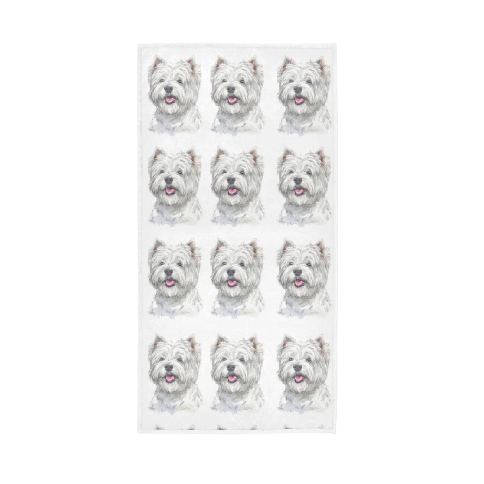 LSRCPD West Highland White Terrier Breed Dog Painting on White Soft Hand Bath Towel 30" x 15" Thin Fast Drying Absorbent Soft Towels for Kitchen Gym Spa Hotel Beach