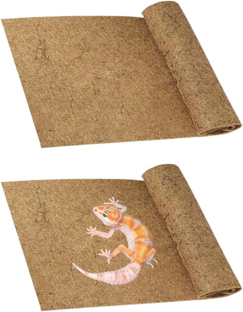 PINVNBY 2 Pcs Reptile Carpet Coconut Fiber Mat,Lizard Terrarium Substrate Liner Gecko Tank Flooring Bearded Dragon Tank Accessories Bedding for Snakes Chameleons Tortoises