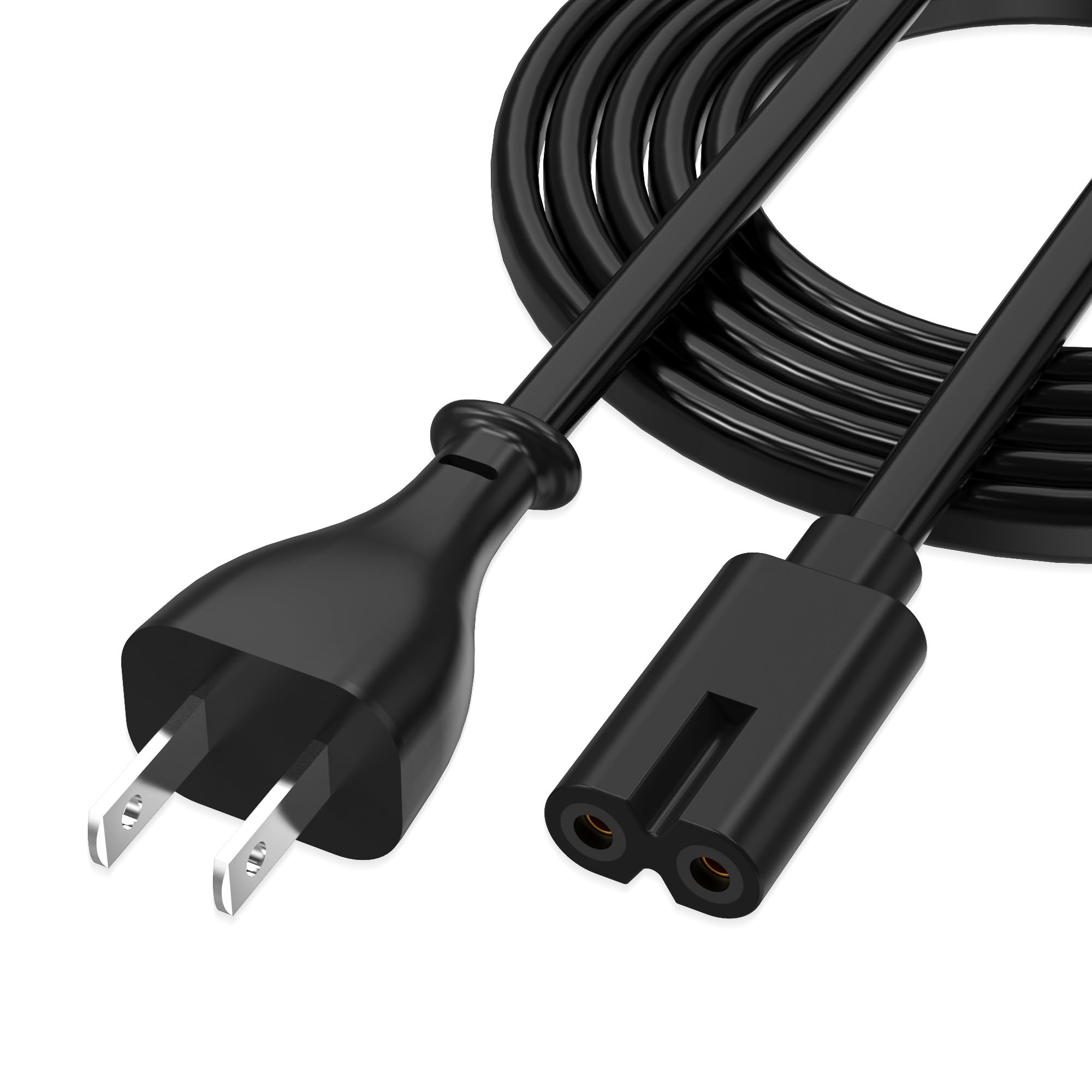 AGVEE 6.6ft TV Power Cord, Concise I-Shaped IEC C7 UL Listed 2-Prong AC Power Cable IEC C7 C8 Compatible with Samsung LG Sony Insignia Apple TV LCD LED, Vizio Roku Partybox, Black