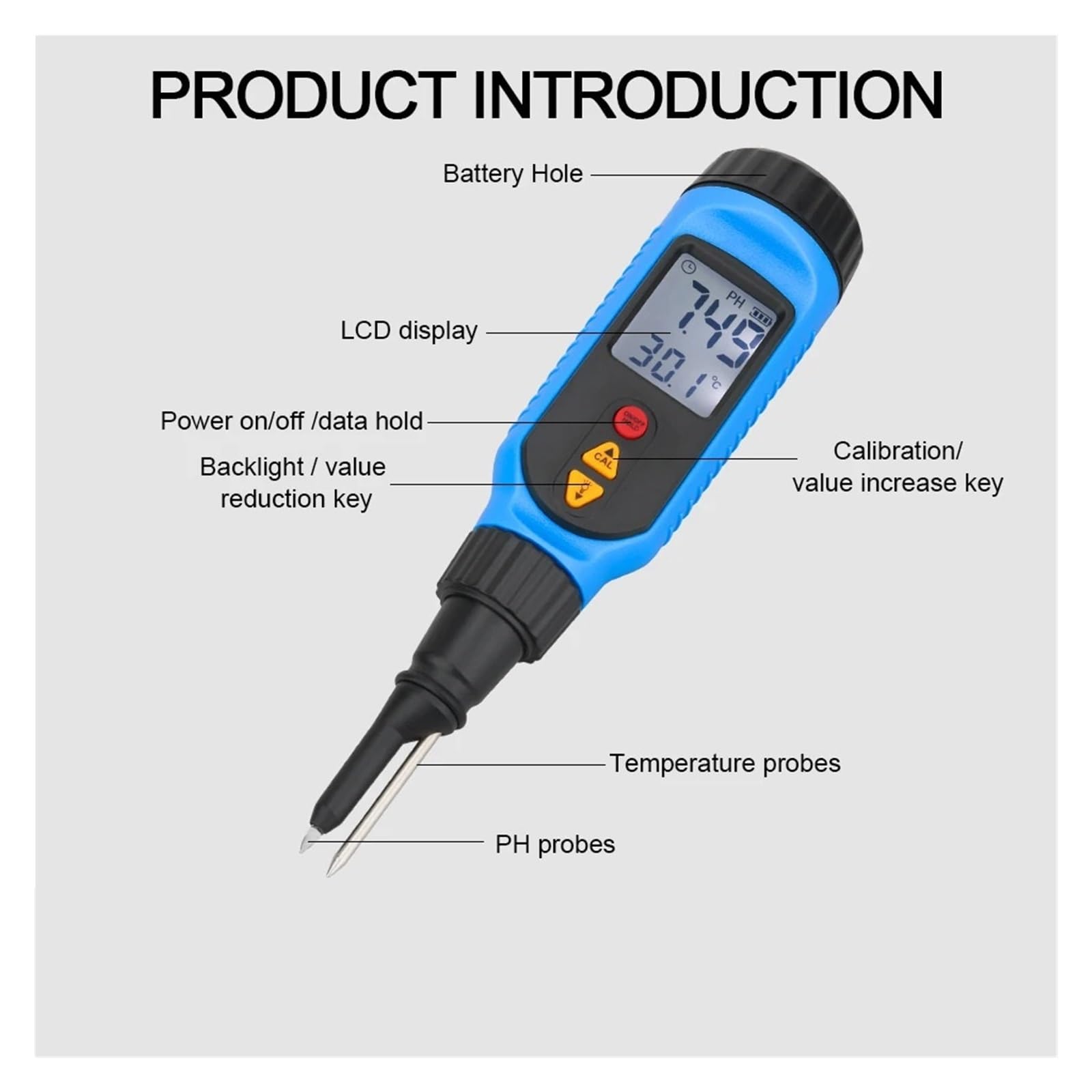 Misuratore Di PH A Penna Penetrante Acidimetro For Pasta Carne Rilevatore Temperatura Tester For Alimenti Semisolido Acidità Misurazione Accurata