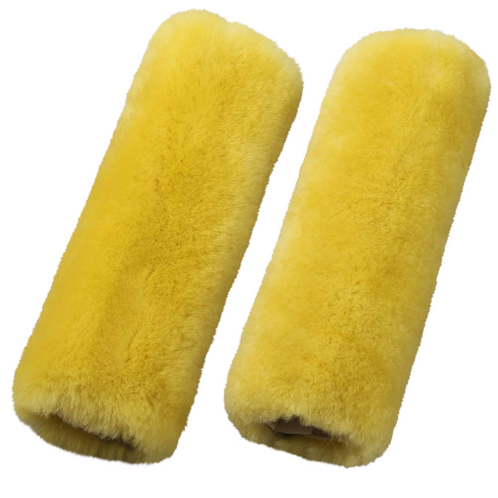 OGLAND 2 Pack Real Sheepskin Wool Car Seat Belt Pads for Auto Car Seat Belt, Soft Shoulder Pad, Neck Cushion Protector, Genuine Natural Merino Wool (