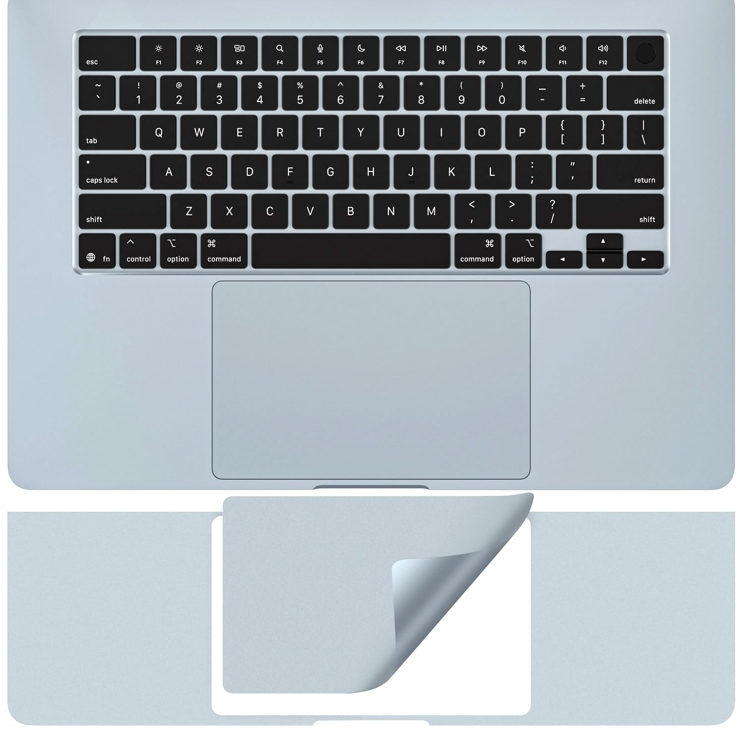 CaseBuy Palm Rest Protector Vinyl Skin Sticker for 2025 MacBook Air 15 inch Laptop with M4 chip A3241 Anti-Dust Scratch-Resistant Keyboard Cover, Sky Blue