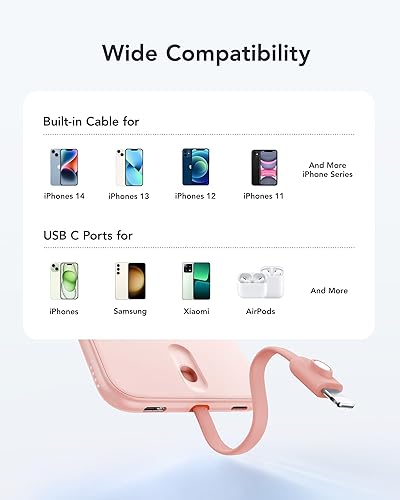 Miniatura 14 de VEEKTOMX Cargador portátil delgado, batería ligera de 5000 mAh con cable integrado para iPhone, batería ultrafina compatible con iPhone