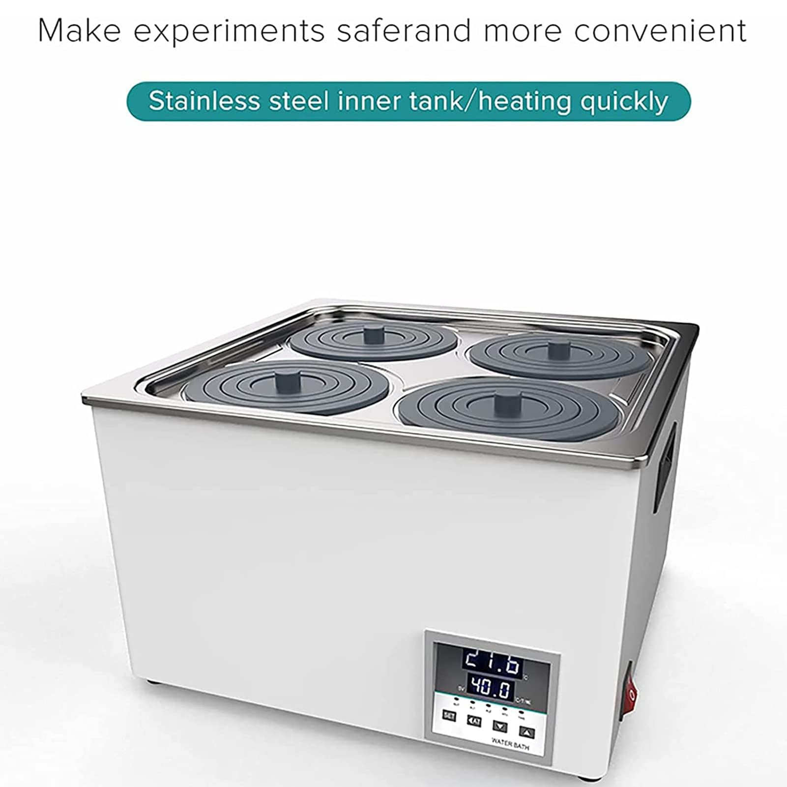 Baño María termostático Digital para Laboratorio, baño de Agua-Aceite de Alta Temperatura, Tanque Interior de Acero Inoxidable (4 Orificios)