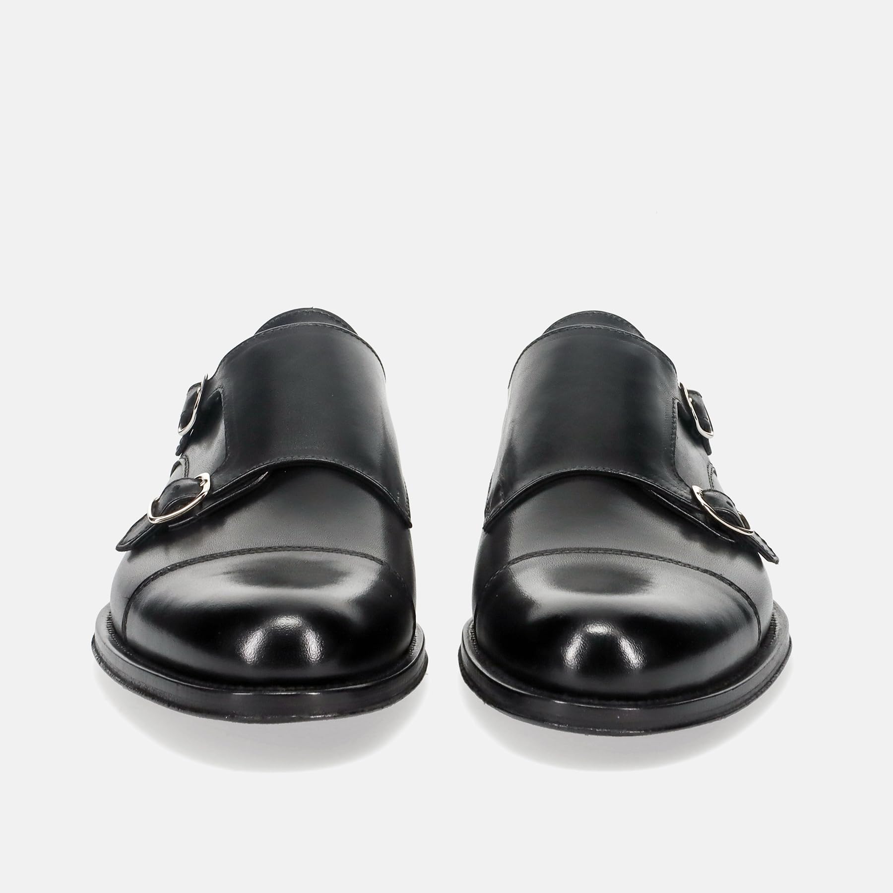 Sangiorgio Zapato con doble hebilla para hombre, piel negra - 6724 Crust Negro - Talla