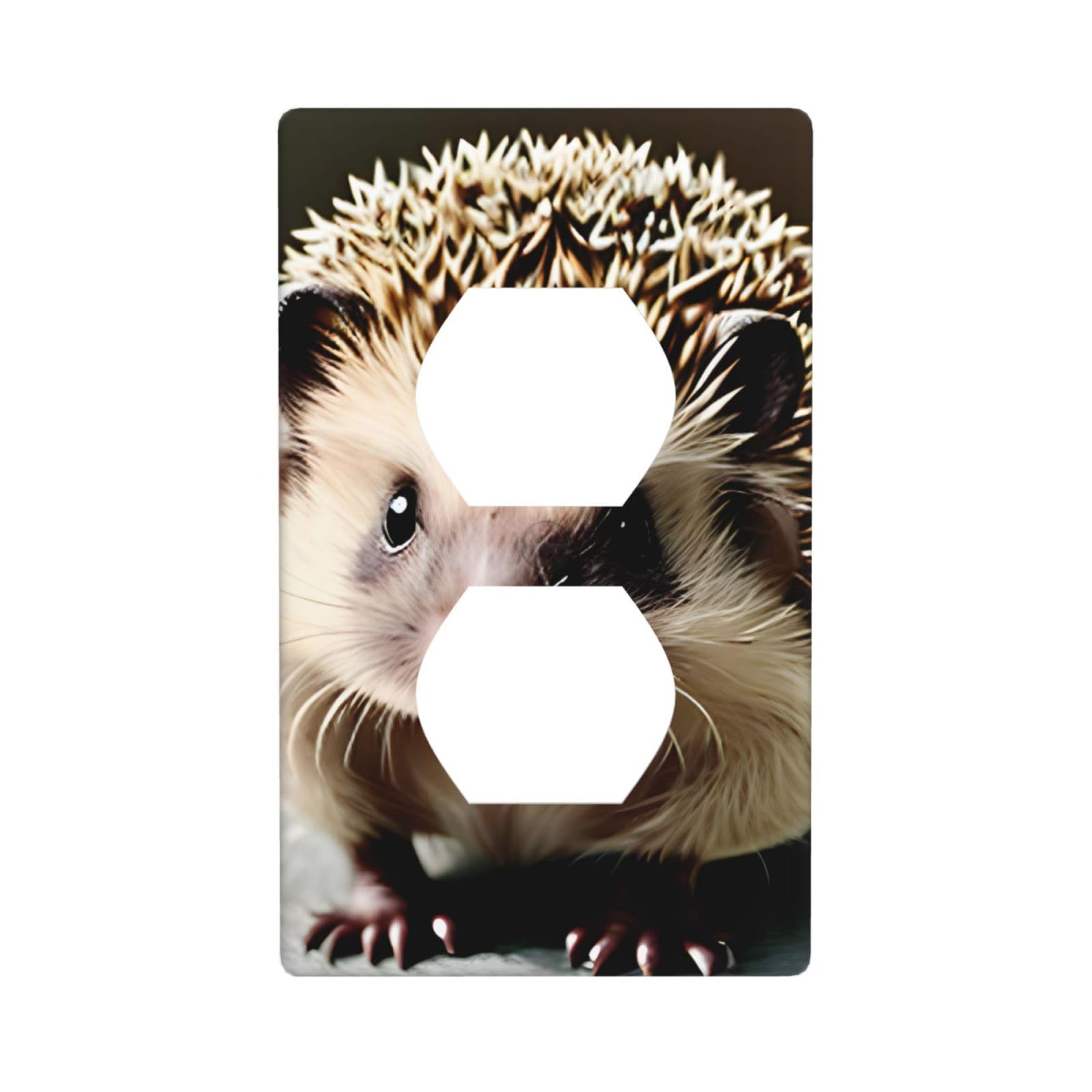 Cntdbu White Cute Hedgehog Unbreakable Polycarbonate Switch Plate-1 Gang Screwless Wall Plate For Home Office