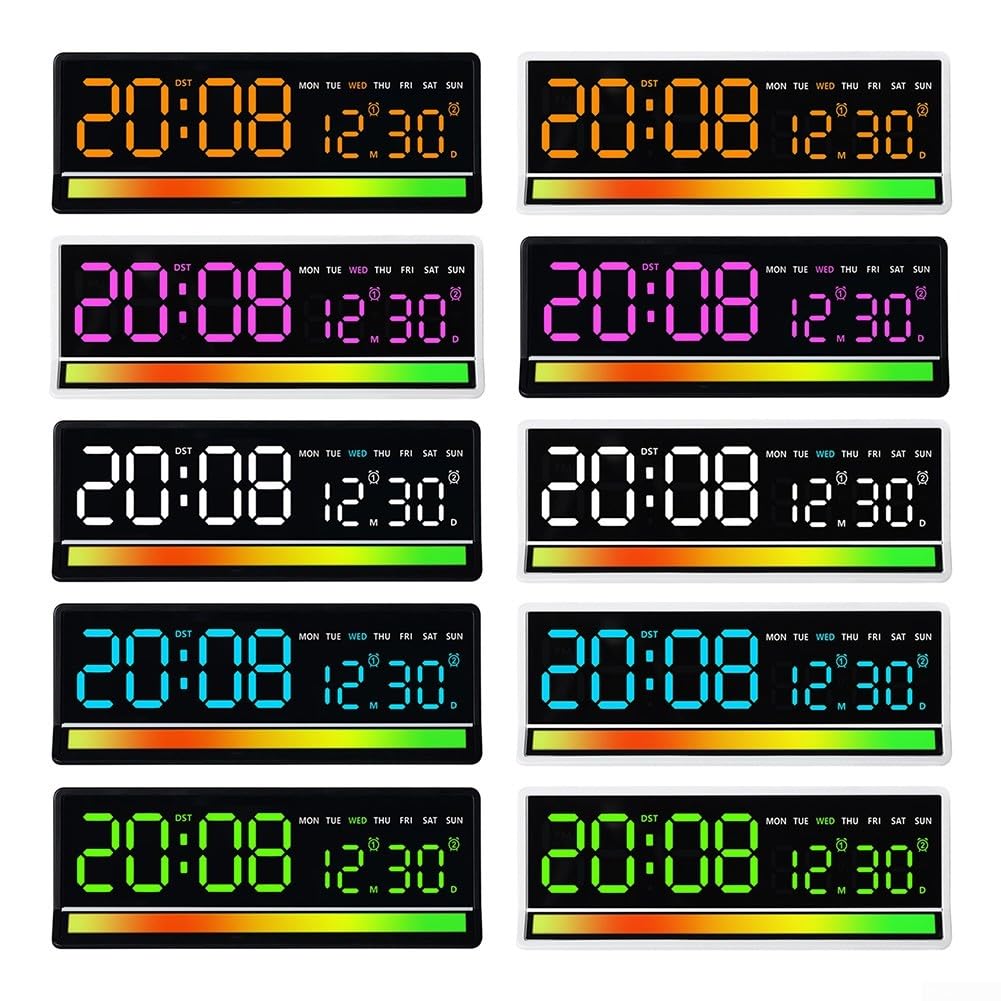 Reloj despertador digital LED con control de sensibilidad de micrófono, reloj de escritorio multifuncional con brillo automático, visualización de fecha y día para oficina en casa y dormitorio