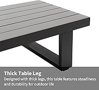 Vista 6 de Mesa de centro al aire libre para patio, mesa de centro rectangular de aluminio resistente a la intemperie, gris oscuro