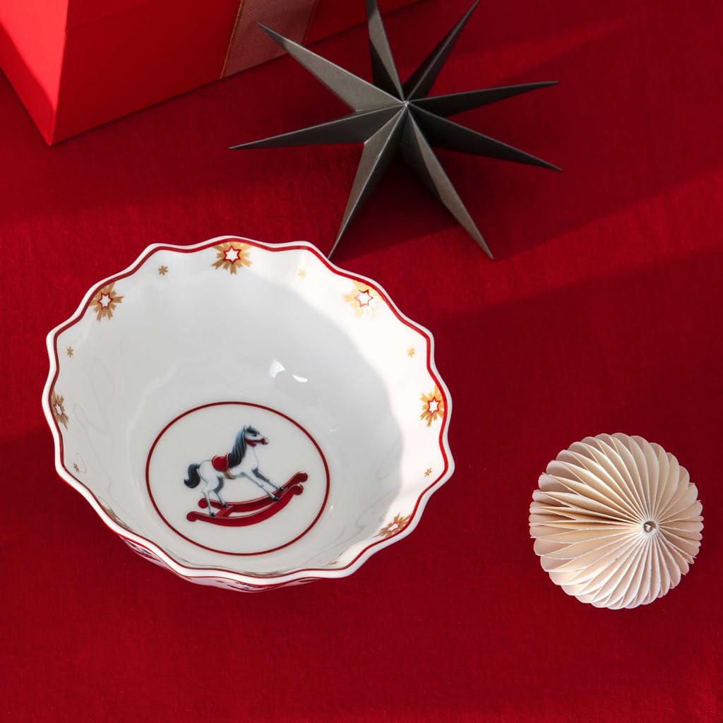 Villeroy & Boch - Toy's Delight set da colazione per 2, motivo cavallo a dondolo 6 pezzi multicolore, servizio con piatti da colazione, tazze e ciotole, stoviglie natalizie, porcellana Premium