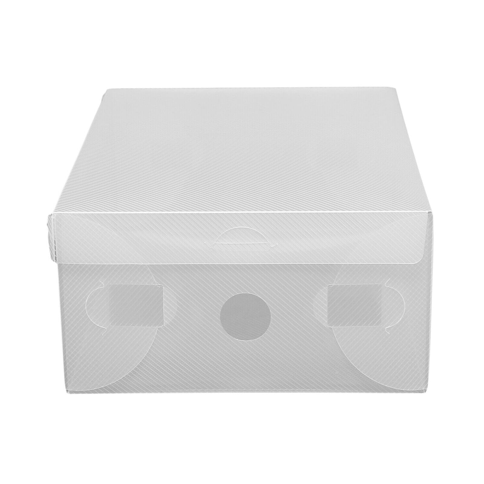 20 cajas transparentes para zapatos, cajón, apilables, de plástico, para ahorrar espacio, transparentes, plegables, 28 x 18 x 10 cm