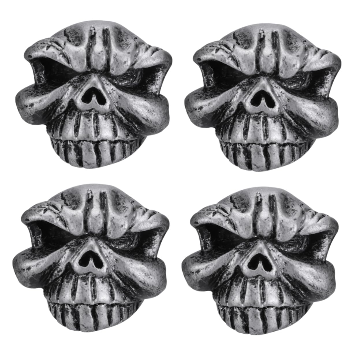 SOLUSTRE 3sätze Skull Ventilkappen Für Motorräder Und Fahrräder Aus Langlebigem Resin Kreative Schädel-Design Und Installieren Für Bike-zubehör Silber