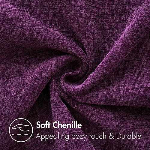 Image of MIULEE Pack of 2 Couch Throw Pillow Covers 20x20 Inch Soft Plum Purple Chenille Pillow Covers for Sofa Living Room Solid Dyed Pillow Cases