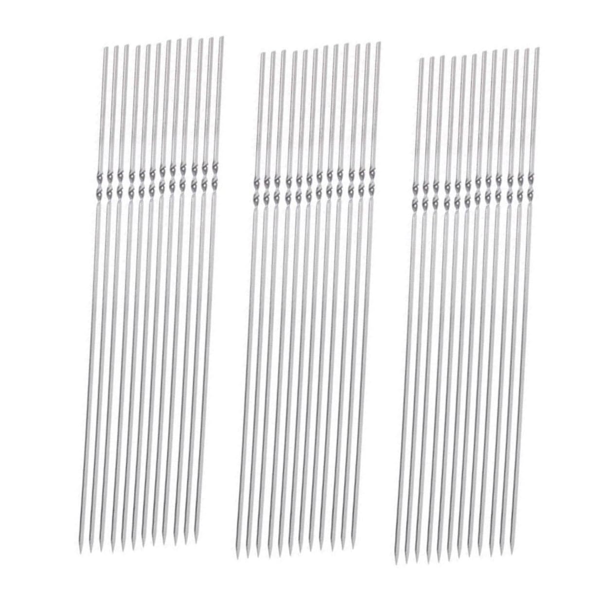 Brochetas de Barbacoa de Acero Inoxidable 45cm 50 Piezas Anchas | Plata, Diseño y Grosor Extra, Pack Reutilizable para Camping y Reuniones en Casa