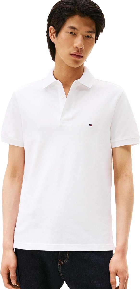 Polos de hombre de manga corta Slim Fit con piqué de algodón elástico y orgánico
