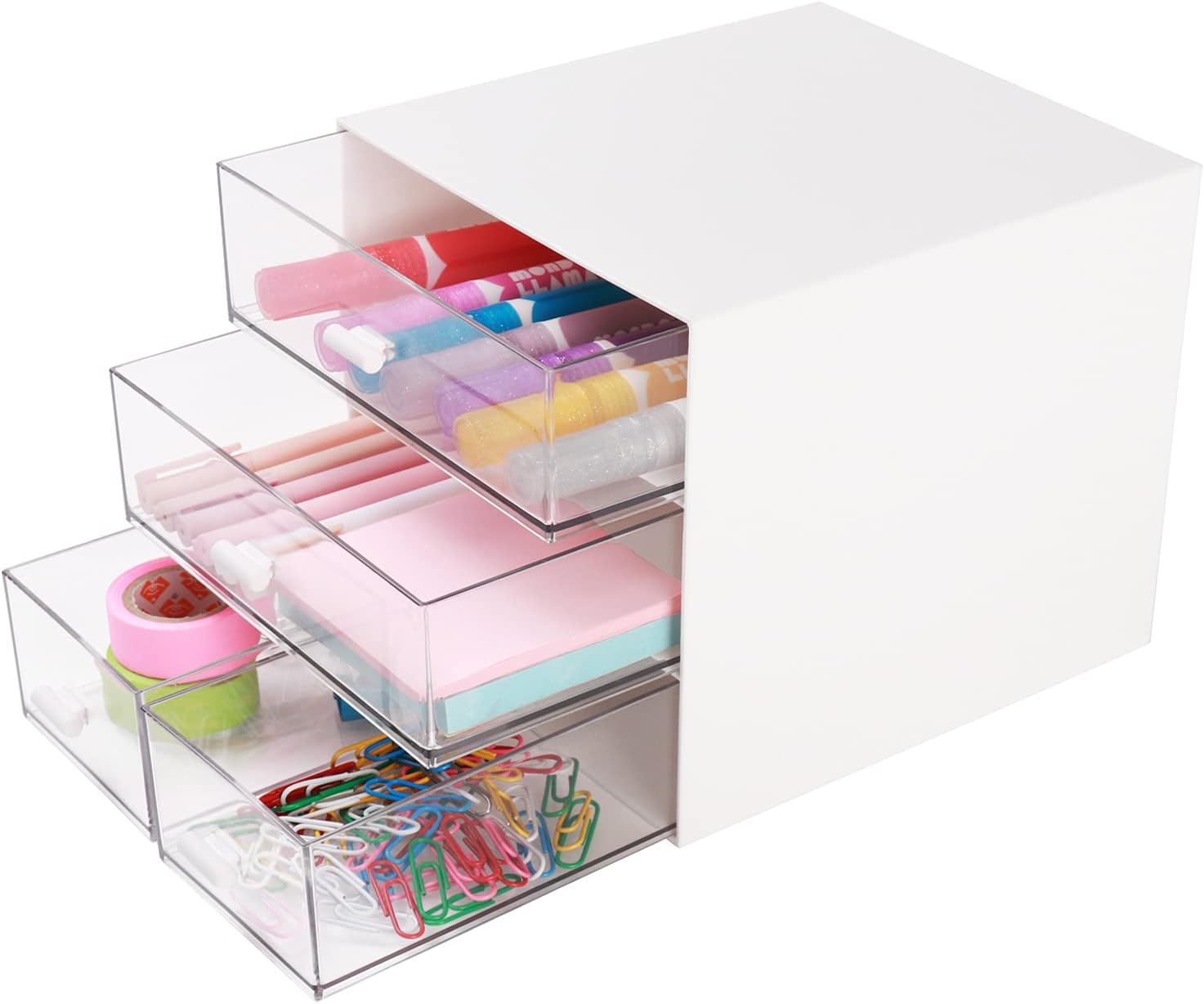 Buy Comix Desk Organizer with Drawer, Desk Storage Box with 4 drawers