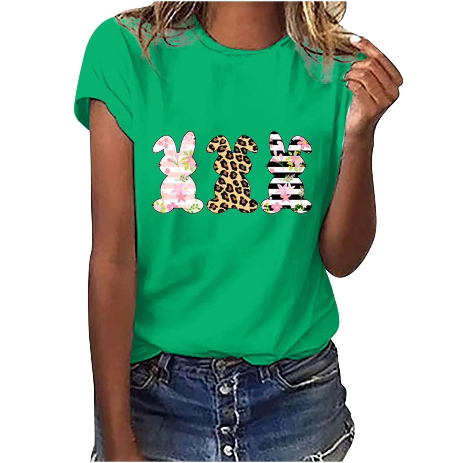 Women’s Casual Honeybee Festival Printed Tops Summer Loose Fit Lightweight Short Sleeve O-Neck Comfy Blosue Tops