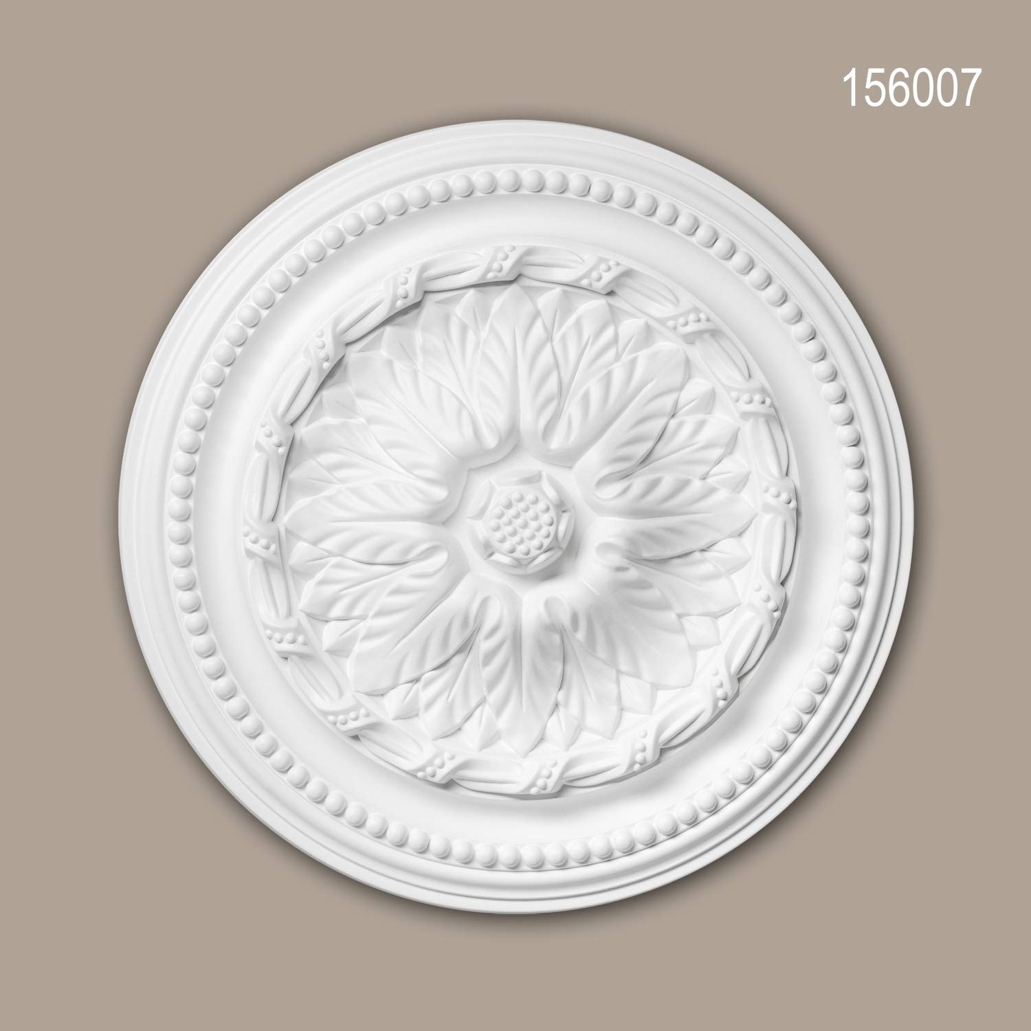 Profhome Rosette 156007 Ø 40 cm x 6 cm aus Polyurethan Hartschaum vorgrundiert