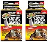 Zoo Med 2 Pack of ReptiCare Ceramic Infrared Heat Emitter 60 Watts