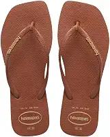 Chinelo Havaianas Slim Square Logo Pop-up Feminino - Cor Ferrugem