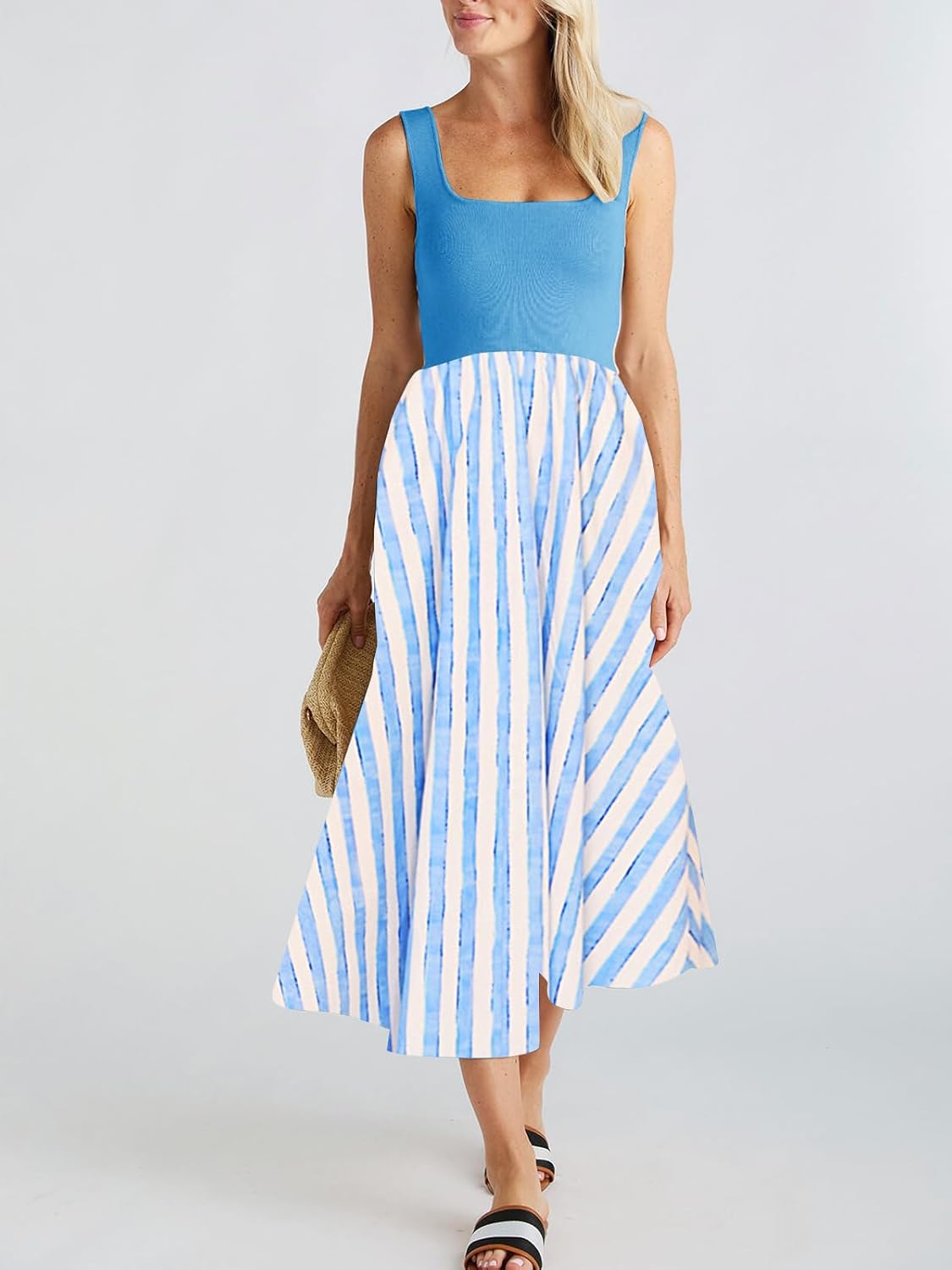 Women's Maxi Dress Summer Sleeveless Swing Sundress Casual Loose Tank Long Dresses with Pockets - Image 5