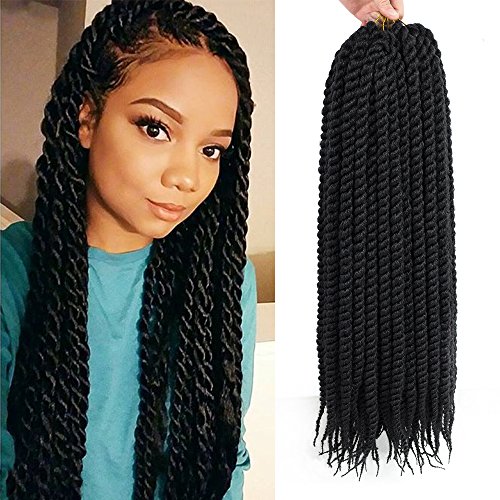 Admutty (6 Packs,22 inch) Havana Mambo Twist Crochet Hair Braids Senegalese Twist Crochet Braiding Hair (22", 1B#)
