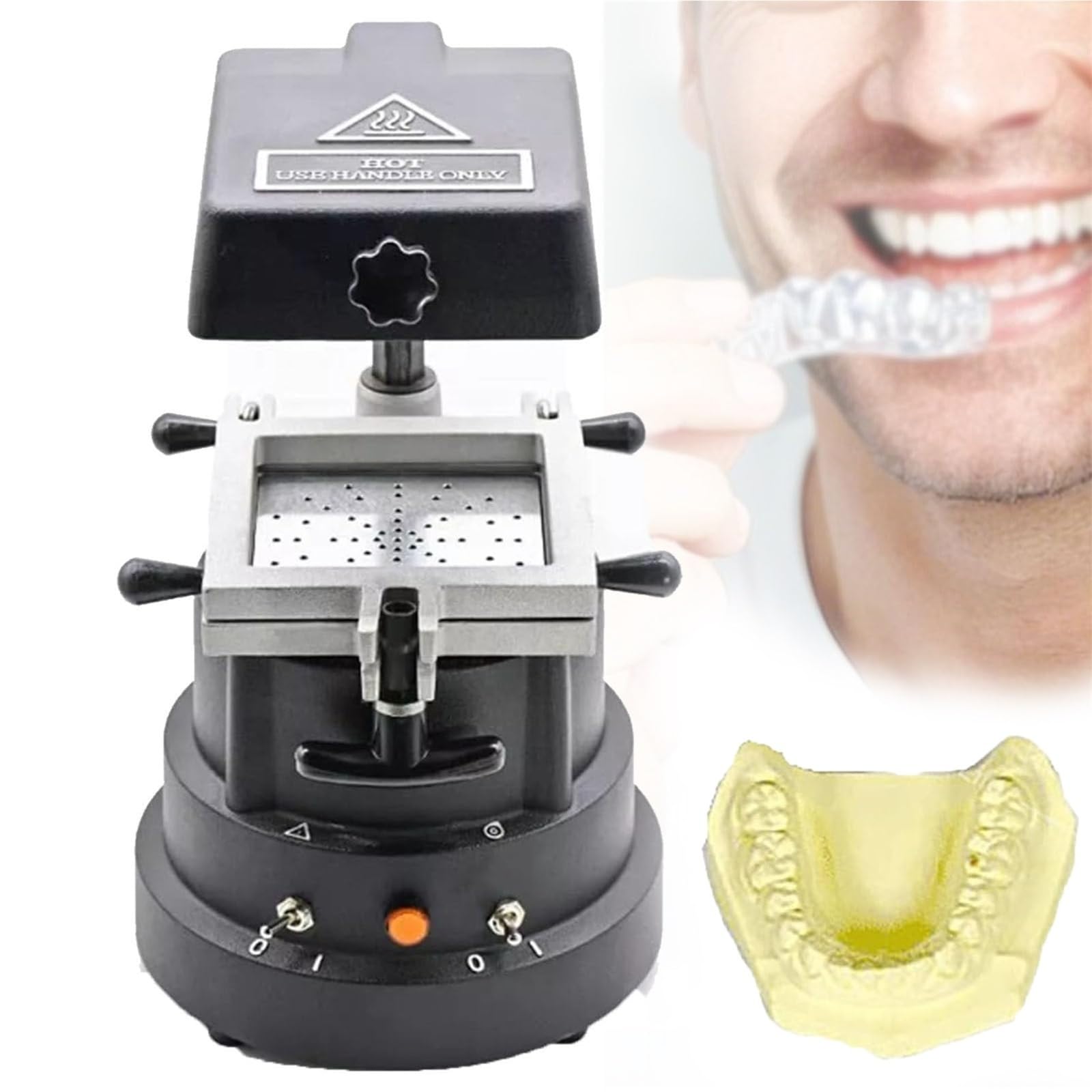 Vuoto dentale che forma macchina 1200W calore stampaggio attrezzature per fermi ortodontici, forte adsorbimento laminazione strumento per cliniche ed esperimenti