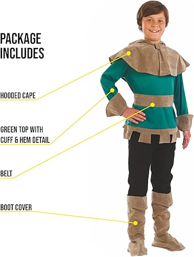 Miniatura 3 de fun shack Disfraz de Robin Hood para niños, disfraz de personajes de libro para niños, talla S, M, L, XL