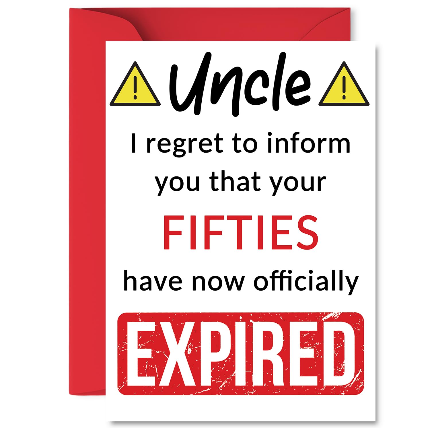 Funny 60th Birthday Cards for Uncle - Your Fifties Have Expired - Happy Birthday Card for Uncle from Nephew Niece, A5 Banter Joke Humour Bday Greeting Cards Gift