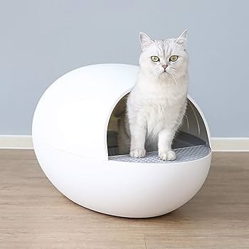 Amazon | 猫用トイレ 卵形の自動スマート猫のゴミ箱猫の卵閉じた