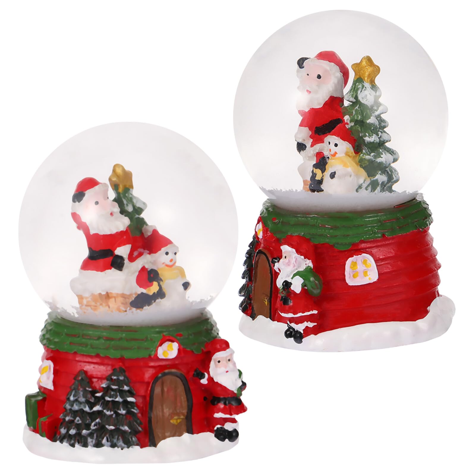 Bola de nieve navideña de resina y cristal HOODANCOS de estilo aleatorio para mesa, 2 unidades