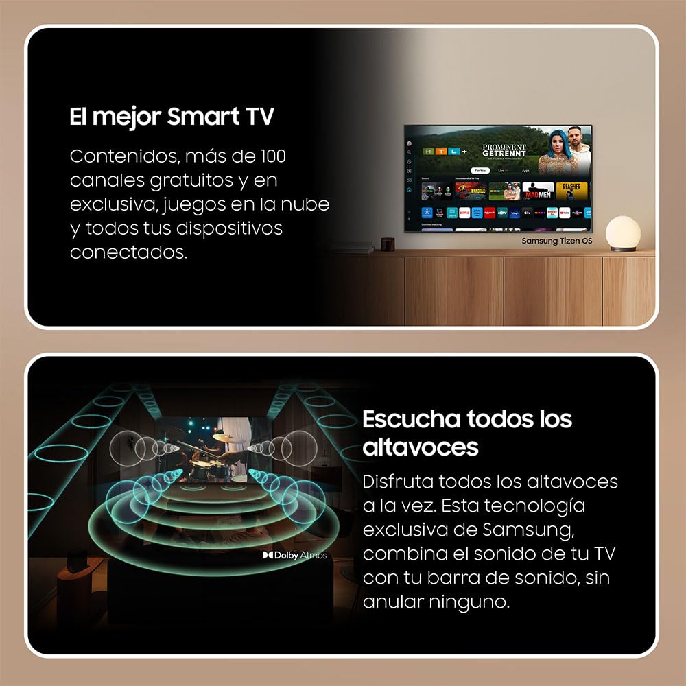 Samsung TV QLED 4K 2024 55Q80D Smart TV de 55" avec Image et Son améliorés, Meilleur Contrôle des Couleurs avec Full Array, Le Meilleur Smart TV et Écoutez Tous Les Haut-parleurs avec Q-Symphony