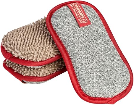 CAMPANELLI Washable & Reusable Dual-Sided Microfiber Dish Sponge - 3 Pack