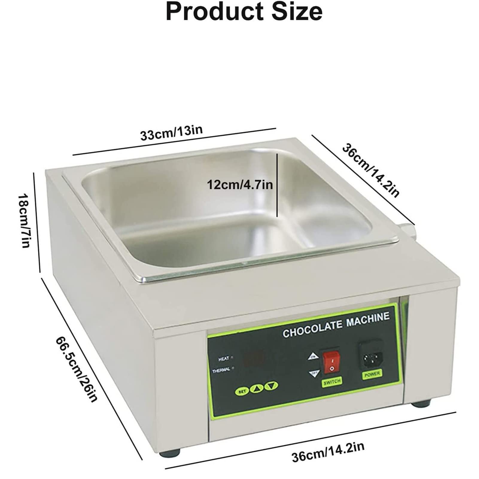 Olla para derretir Chocolate, máquina eléctrica para derretir Chocolate, máquina de Templado de Chocolate eléctrica Comercial 0 ℃ ~ 95 ℃/0 ℉ ~ 194 ℉ Melter de Chocolate