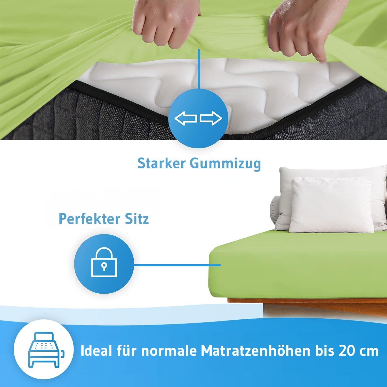 Das Besuche den Third of Life- ALBA Spannbettlaken in hellgrün bietet Komfort und Stil für Ihr Bett.