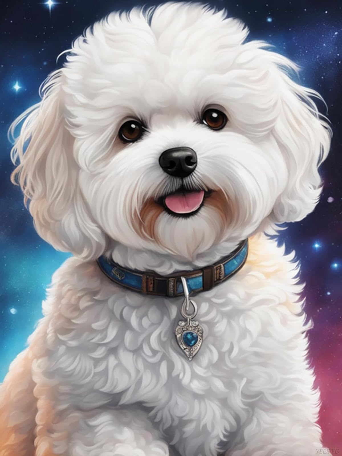 宝石画　ジュエリーペイント　可愛いワンちゃん（犬） 羊毛フェルト オーダー「リアルで可愛いワンちゃん(ネコちゃん