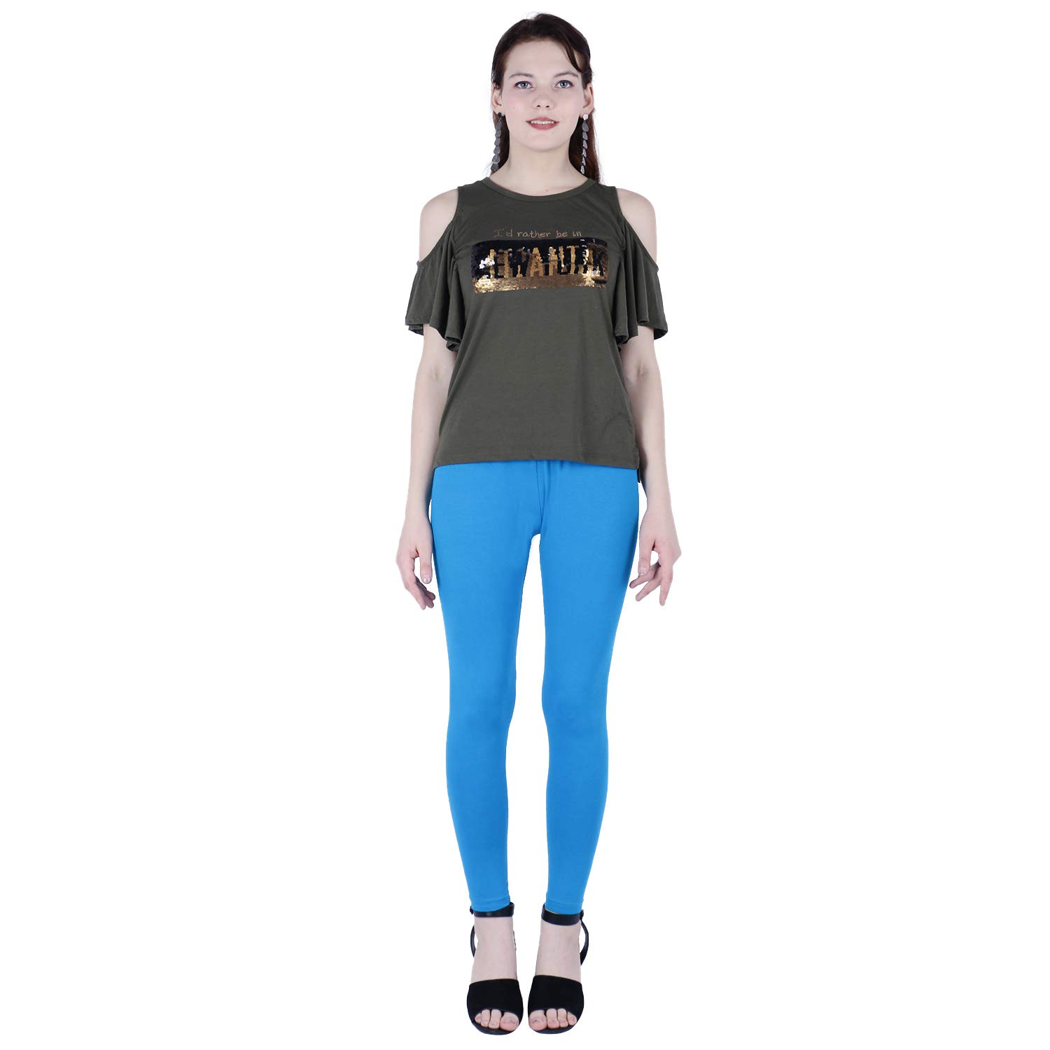 Robinbosky Premium Cotton Lycra Stretchable Blue Ankle Leggings (2XL, BLUEDANUBE) - Image 8 thumbnail