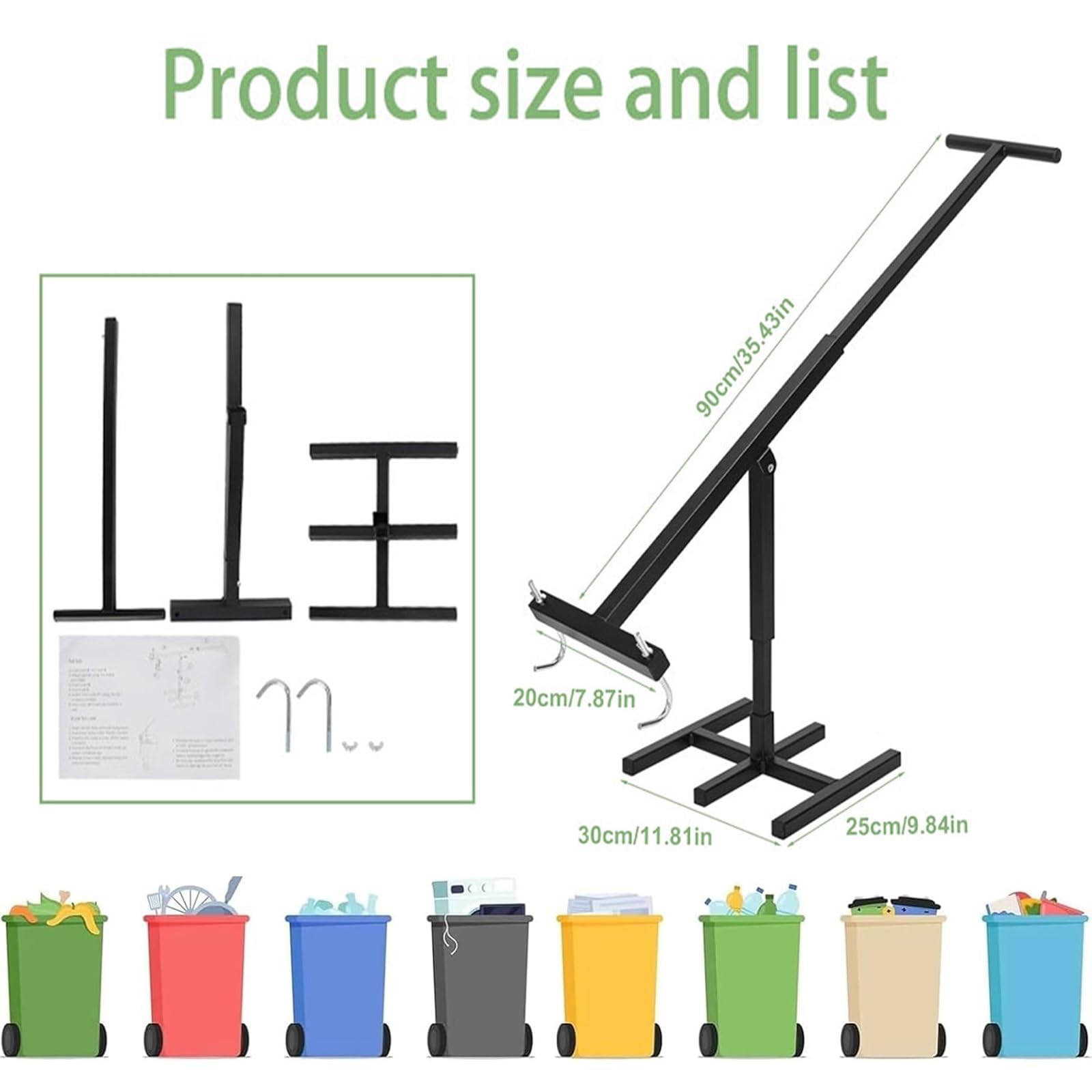 Compactador de basura manual, triturador de basura, herramienta manual para reciclar residuos domésticos con mango ajustable para cocinas al aire libre, restaurantes, contenedores de basura, contene
