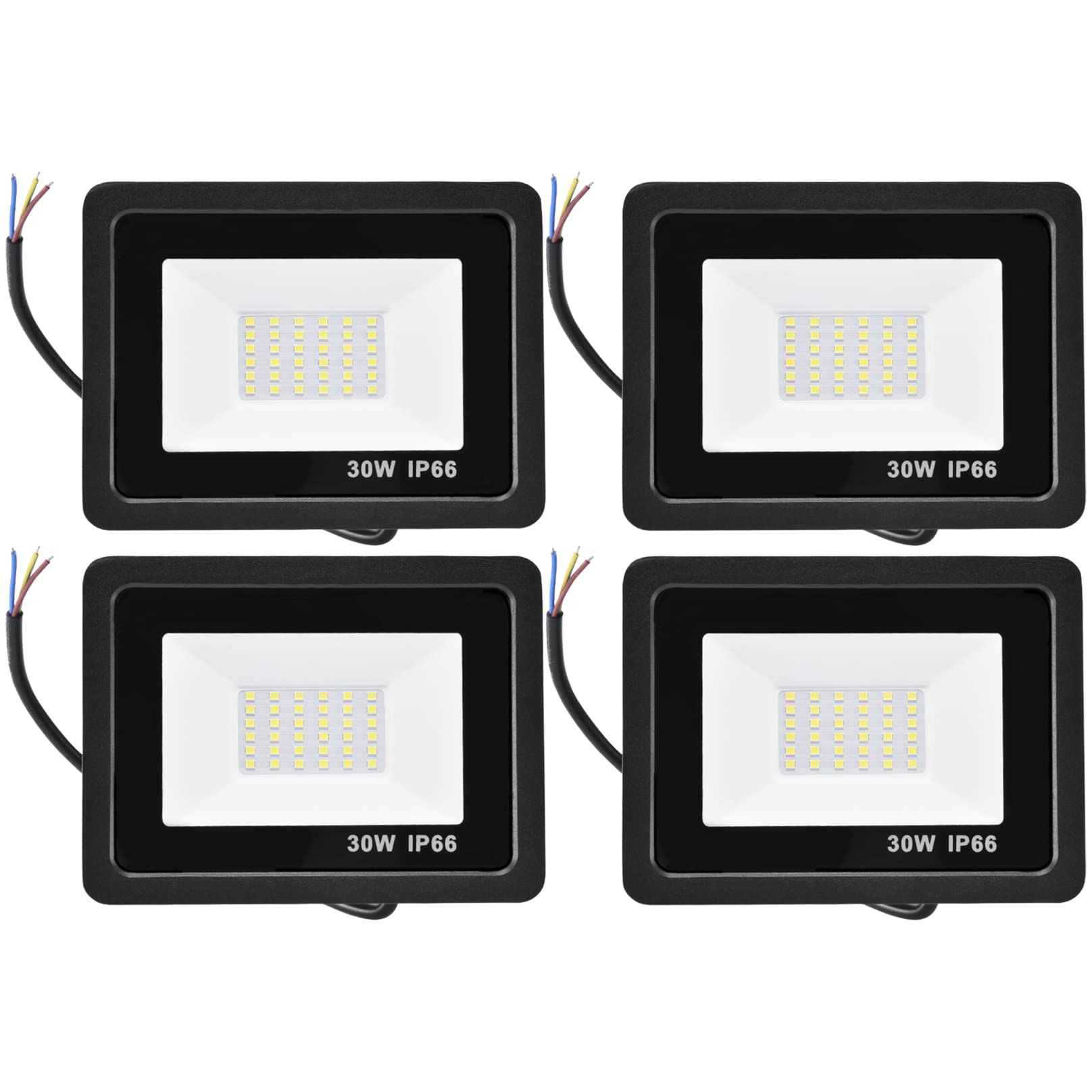 Reflektory LED do użytku na zewnątrz, 6500 K, zimna biel, IP66, wodoodporne zewnętrzne oświetlenie powodziowe, 2100 lm, oświetlenie ścienne LED, na podwórko, patio, parking, ulicę, werandę, 4