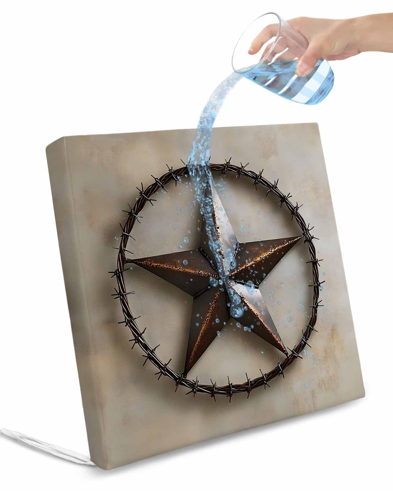 Hokiten Rustic Star Brown Outdoor Cushion Chair Cover Set of 2 - Waterproof Couch Seat Covers, Retro Country Farmhouse Aesthetic Patio Furniture Protector Cushions Slipcovers for Sofa/RV, 22