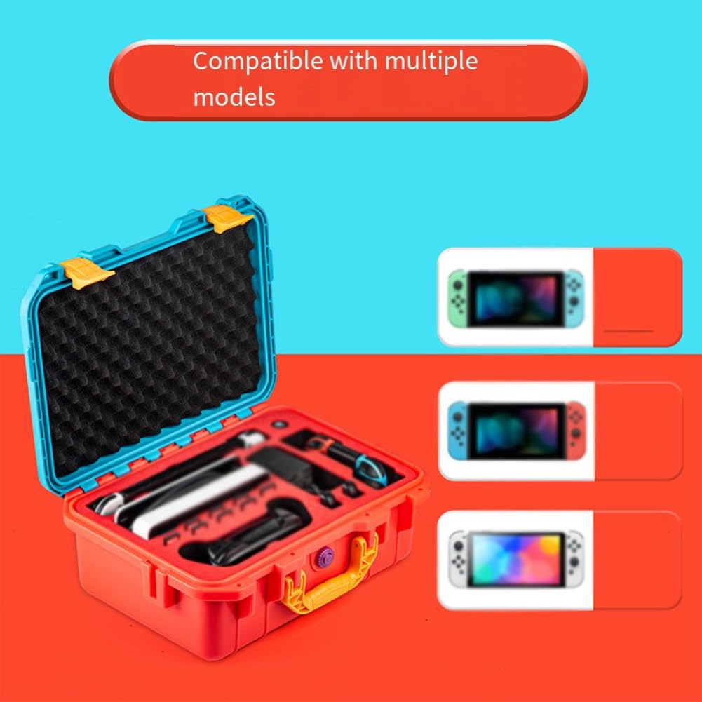 Scatola portaoggetti impermeabile in ABS per Nintendo Switch, custodia da viaggio portatile per console e giochi, blu marrone