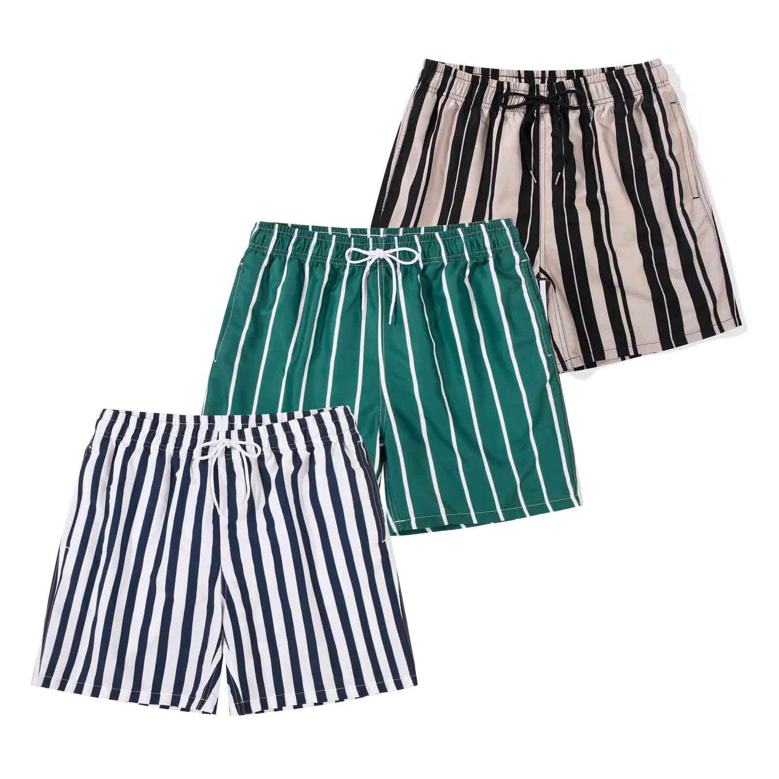 SUNDAY ROSE 3 Pack Mens Swim Trunks with Mesh Lining Quick Dry Swim Shorts Bathing Suit for Men