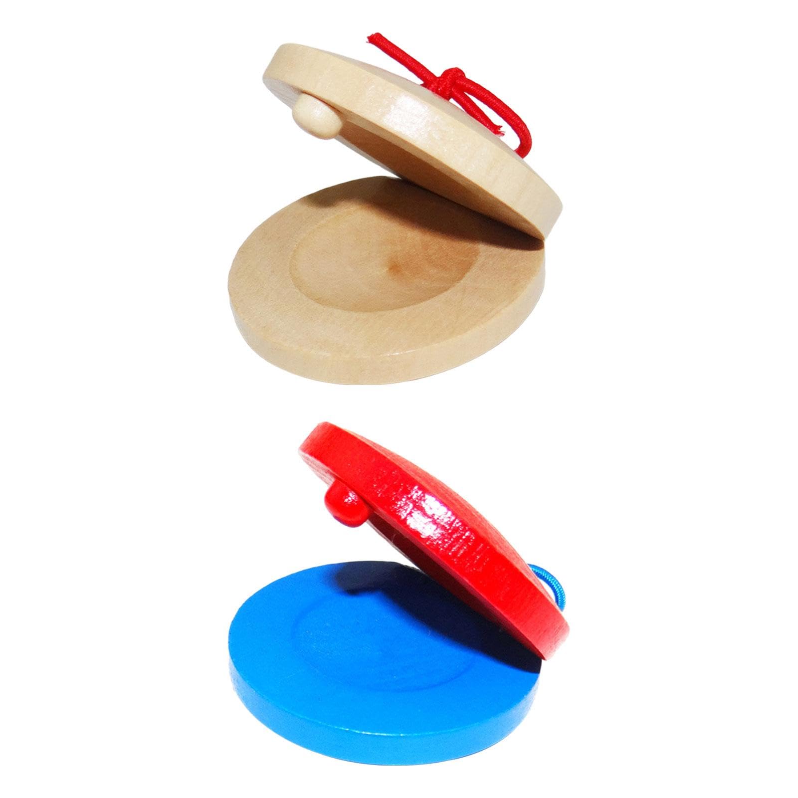 MERISHOPP 2 Pieces Wooden Finger Castanets Portable for Classroom Holiday Kindergarten