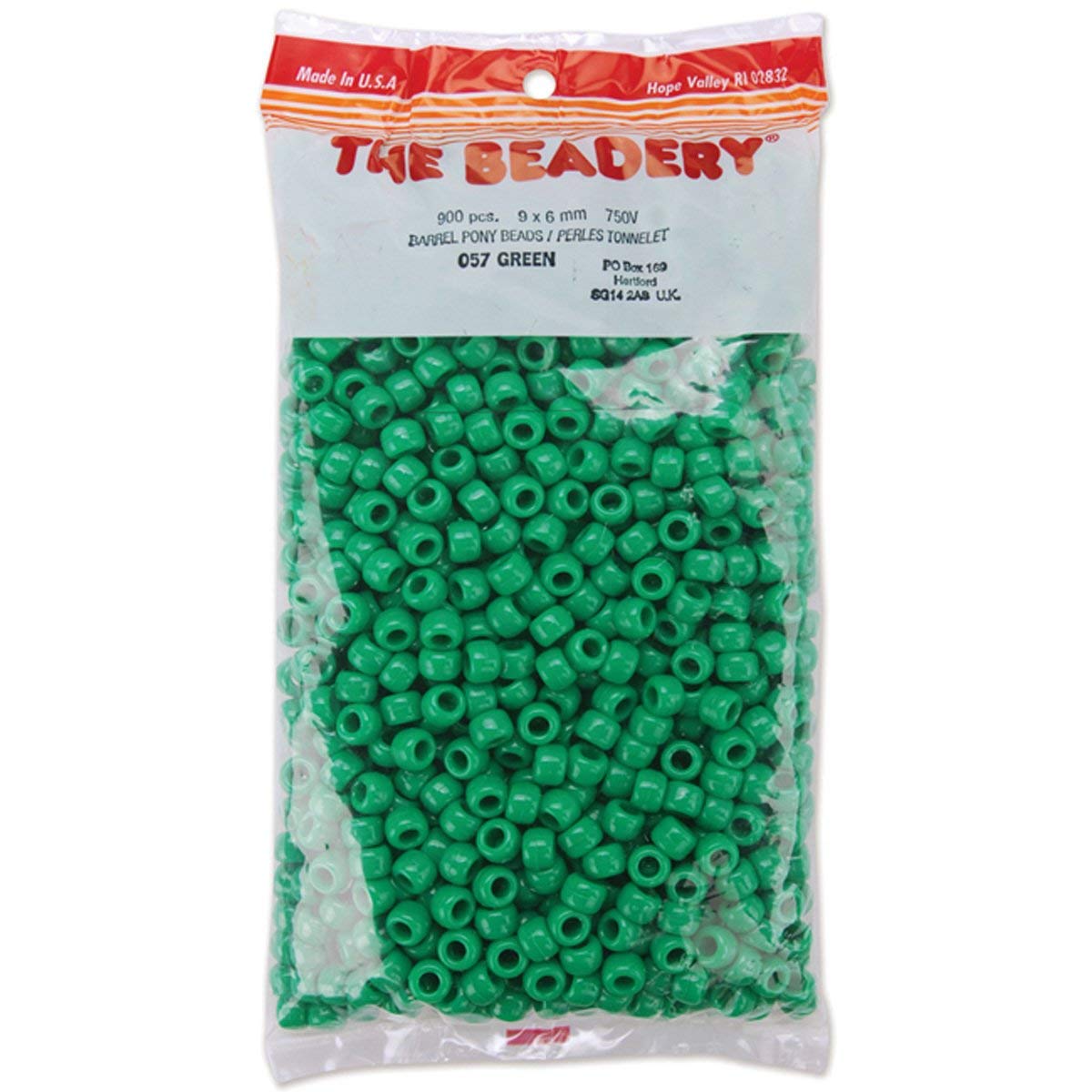 6 by 9mm Barrel Pony Bead, Green, 900-Pieces