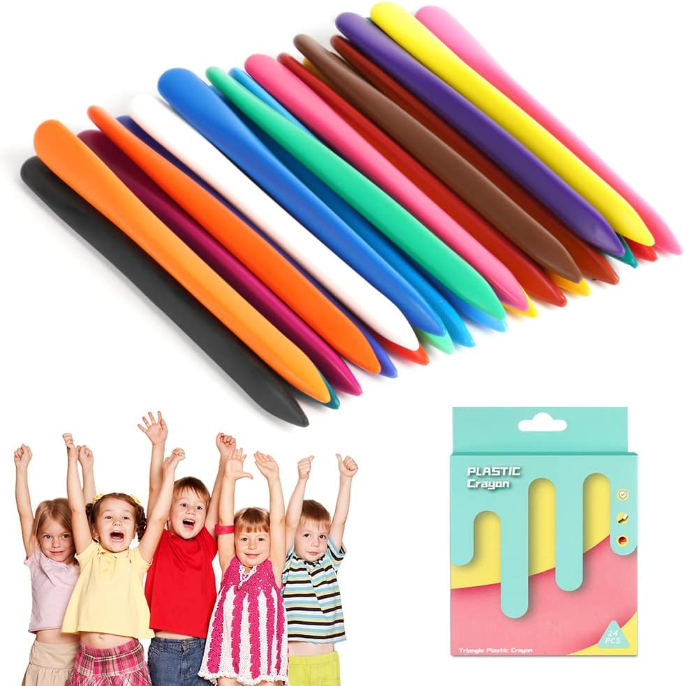 Aolso Washable Crayons for Toddlers, 24 Colors NonToxic Crayons