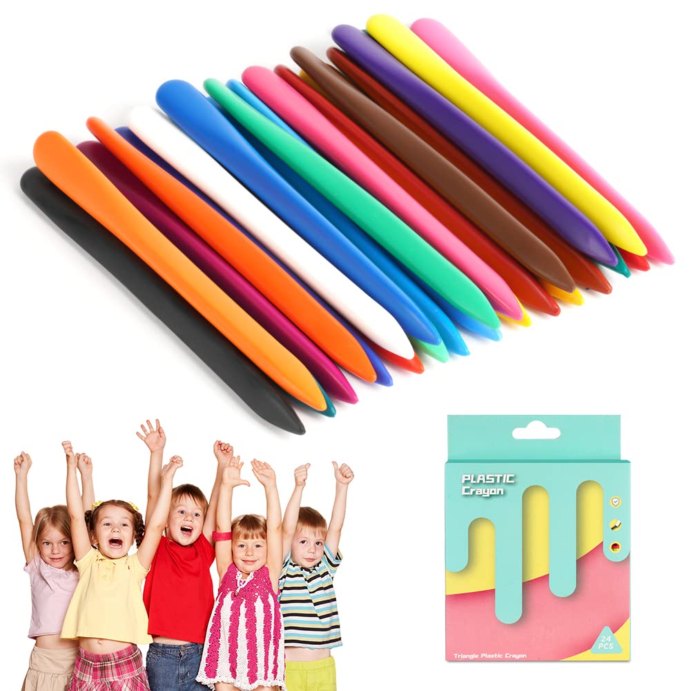 Aolso Washable Crayons for Toddlers, 24 Colors Non-Toxic Crayons, Drawing and Crafts, Colouring Pencil Kids Pack, Educational Learning Pens Toy 1-6 Year Old (EUV8-SLLB-24SE-FBA)